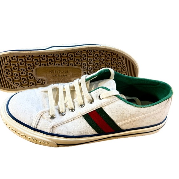 Gucci Men White Tennis Shoes 1977 Size10Price $180 - Picture 2 of 9
